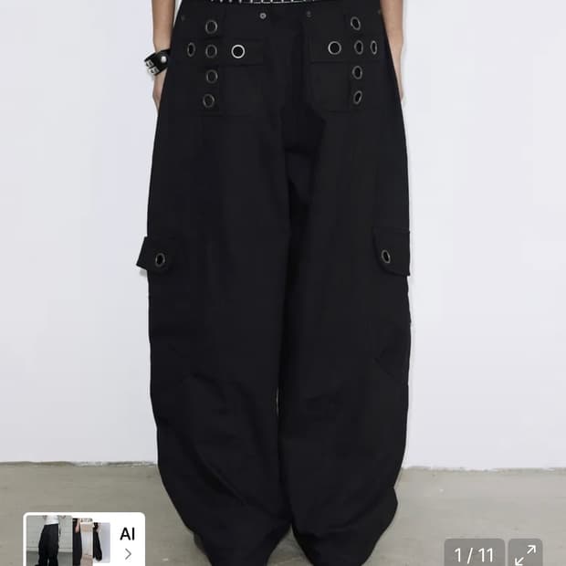 팬시클럽 크로스 포켓 카고 팬츠 (BLACK)