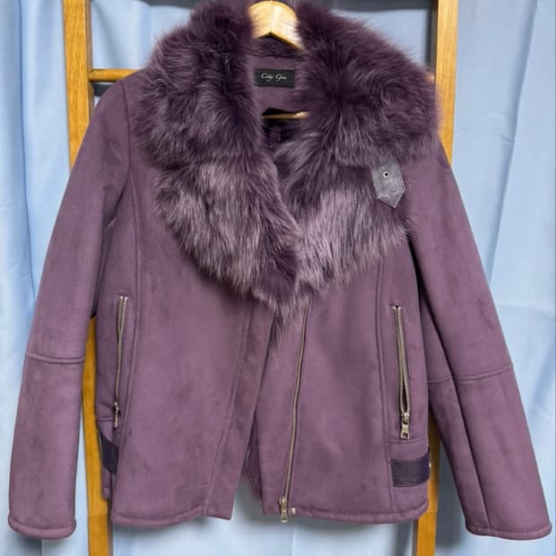 퍼카라 무스탕 바이올렛 퍼플 라이더자켓  55 씨티지