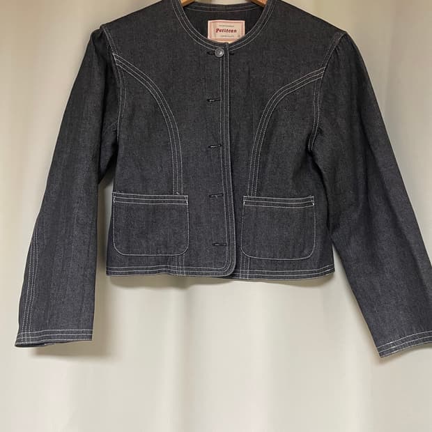 투버튼 흑청 데님 자켓 