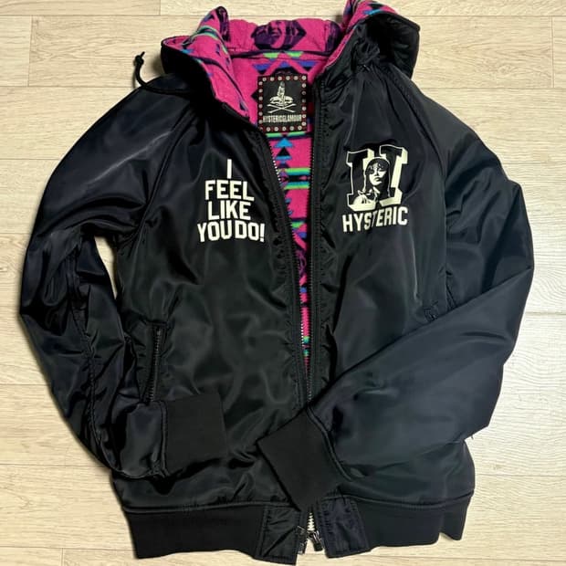 히스테릭 글래머 플리스안감 후드집업