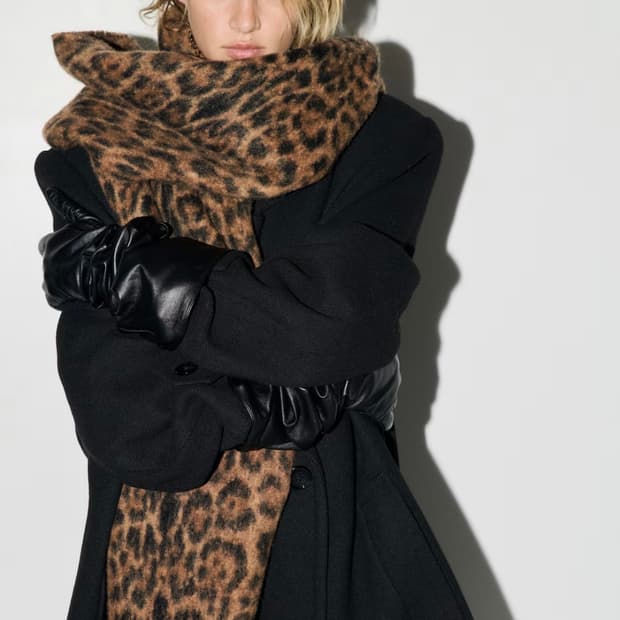 h&m 레오파드 패턴 롱 머플러 