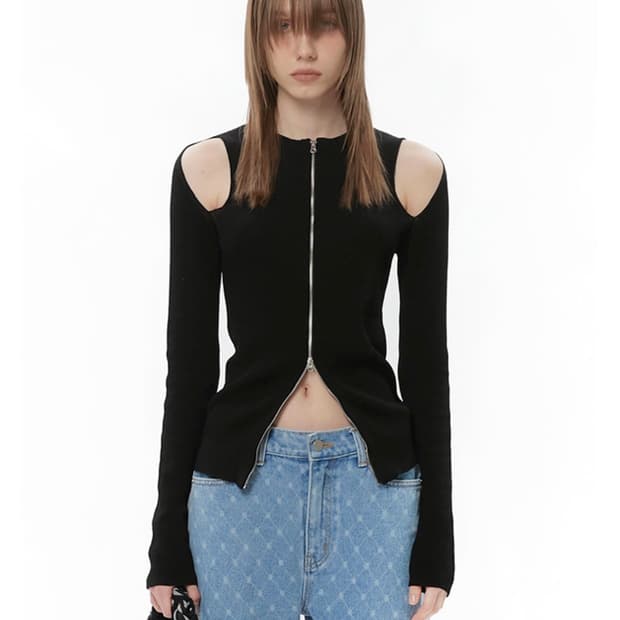 Saysra 컷아웃 니트 집업