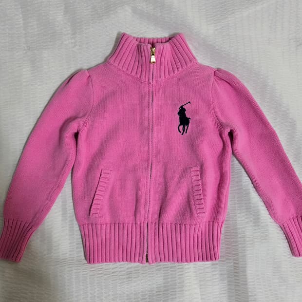 폴로 랄프로렌 빅포니 핑크 꽈베기 니트 집업 가디건
