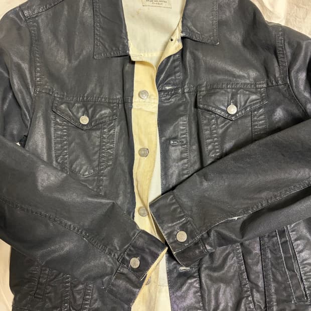 드리스반노튼 페인트 데님 자켓