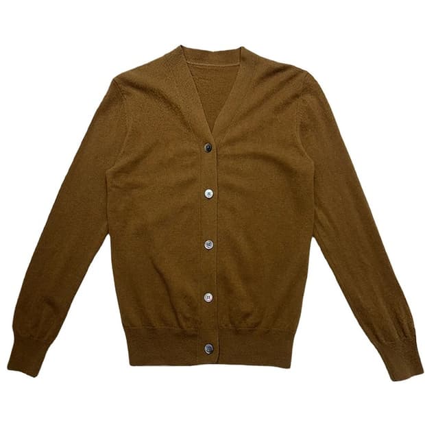 ORR 브라운 캐시미어 100% V넥 가디건 36