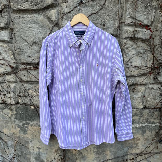 폴로 랄프로렌 옥스포드 스트라이프 셔츠 빈티지 퍼플 L