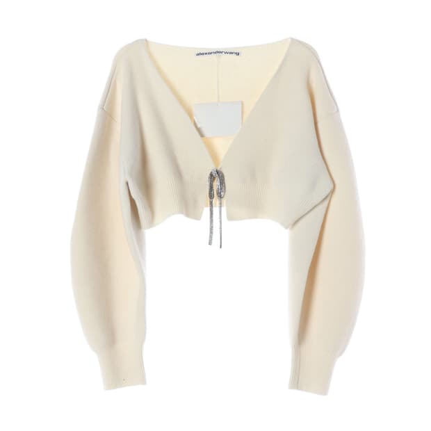 (새상품) 알렉산더 왕 크리스탈 타이 크롭 울 캐시미어 가디건