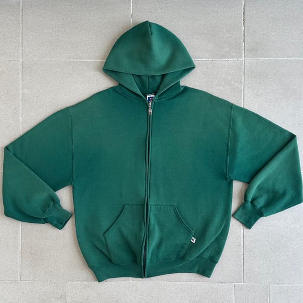 90s 빈티지 러셀 후드집업 그린 L USA