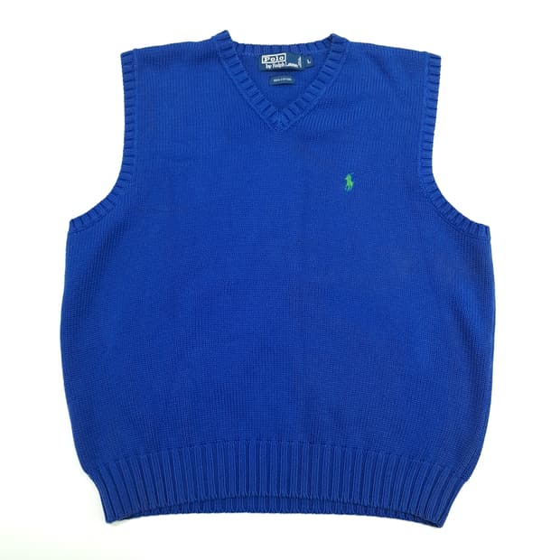 CN750 L 폴로 랄프로렌 블루 니트 조끼 베스트