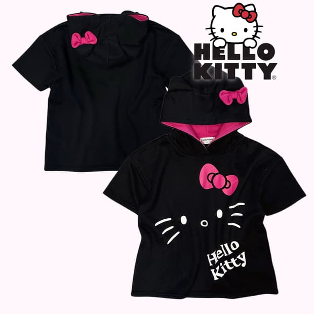 kitty face crop hood t-shirt