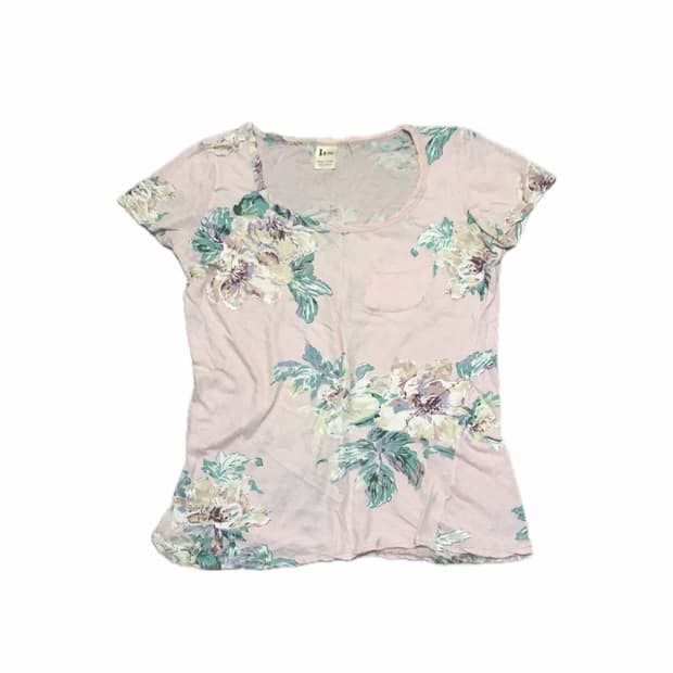 Is(이즈) 핑크 플라워 반팔 티셔츠