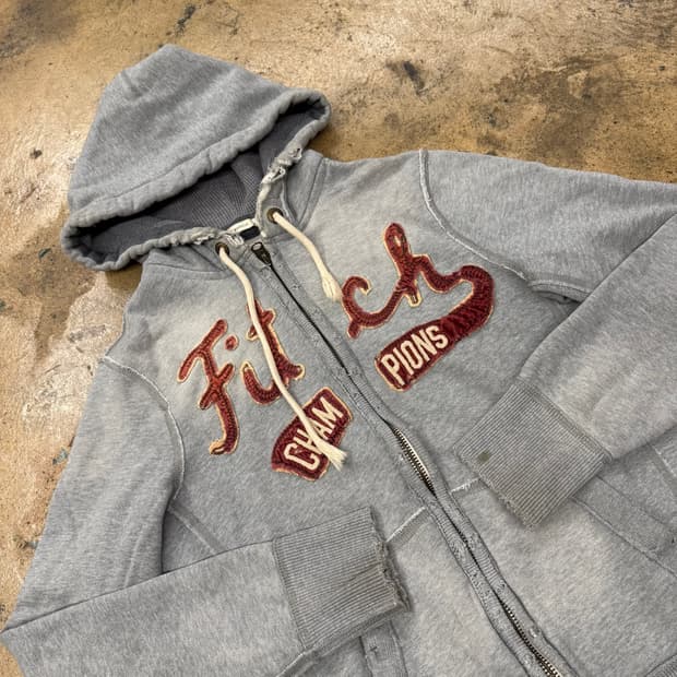 아베크롬비 그레이 버건디 후드집업