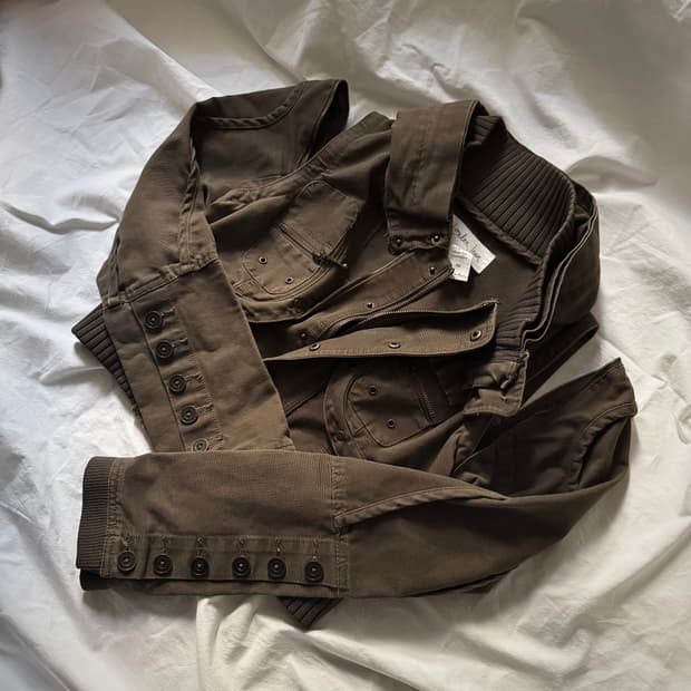 00's 해체주의 하이넥 3way 아카이브 절개 베스트 스터드 앤틱 자켓