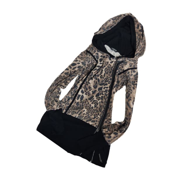 갸루 y2k 펑크 레오파드 후드