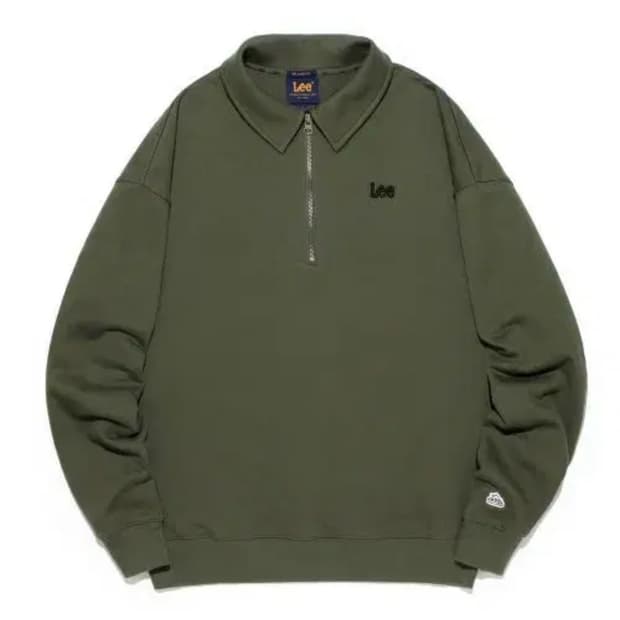 Lee 스몰 트위치 하프집업 카라 맨투맨 카키 XL 새상품