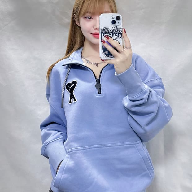 퓨마 x 아미 베이비블루 코튼 반집업 