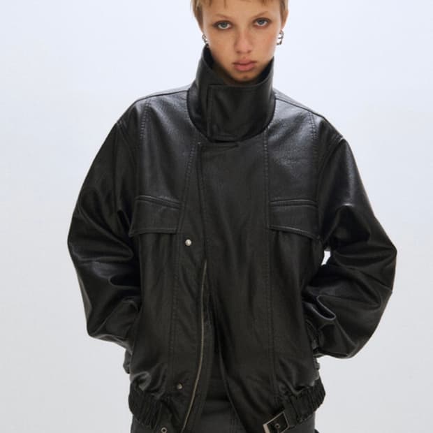 플리즈 프로젝트 VEGAN LEATHER FLIGHT JACKET