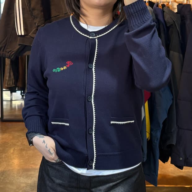 베네통 네이비 가디건