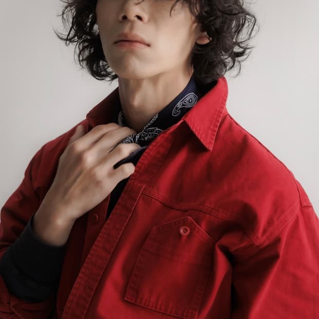 처칠롬퍼 /워시드 헤비 워크 셔츠 레드/ S