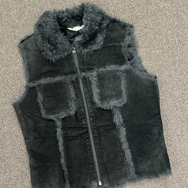 S)재패니즈 빈티지 블랙 퍼 무스탕 베스트