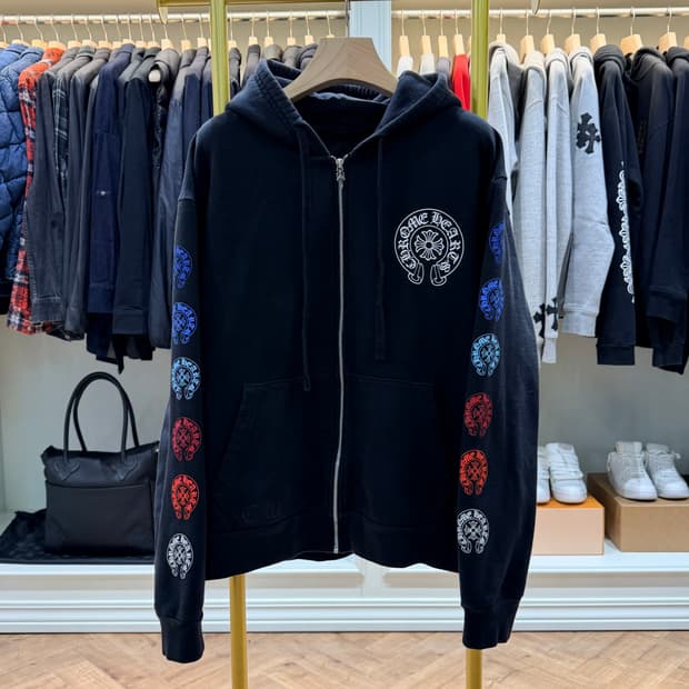 M사이즈 / 크롬하츠 홀스슈 멀티컬러 후드집업 블랙