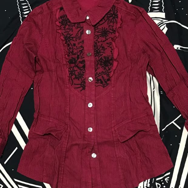 빈티지 펑크 패턴 레드 셔츠