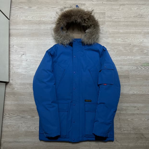 커버낫 덕다운 라쿤퍼 후드 야상 패딩 점퍼 사파리자켓 [블루] L/100