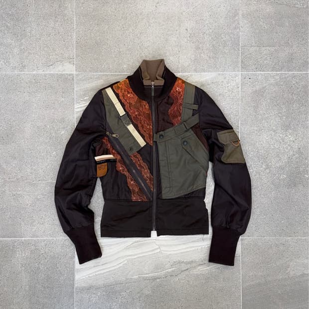 Obzee brown lace panels-cargo pocket 봄버