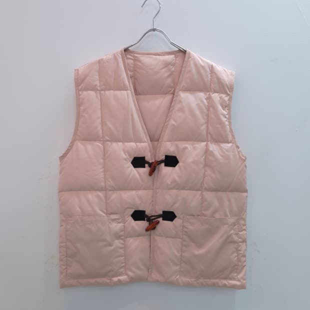 토글버튼 핑크 다운 패딩 베스트