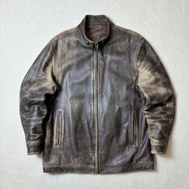 Selected 90's Cow 레더 페이딩 가죽 자켓 PN6378