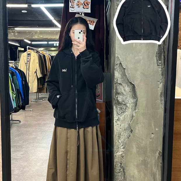 리 투웨이 후드집업 블랙 S #csz3464