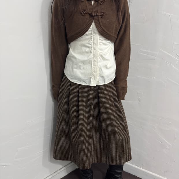 pinore brown dot midi skirt