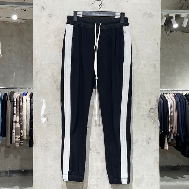 릭 오웬스 19F/W 블랙 사이드 패널 트랙 조거팬츠