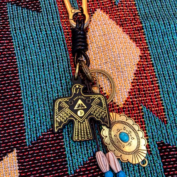 3cross handmade leather eagle keyring