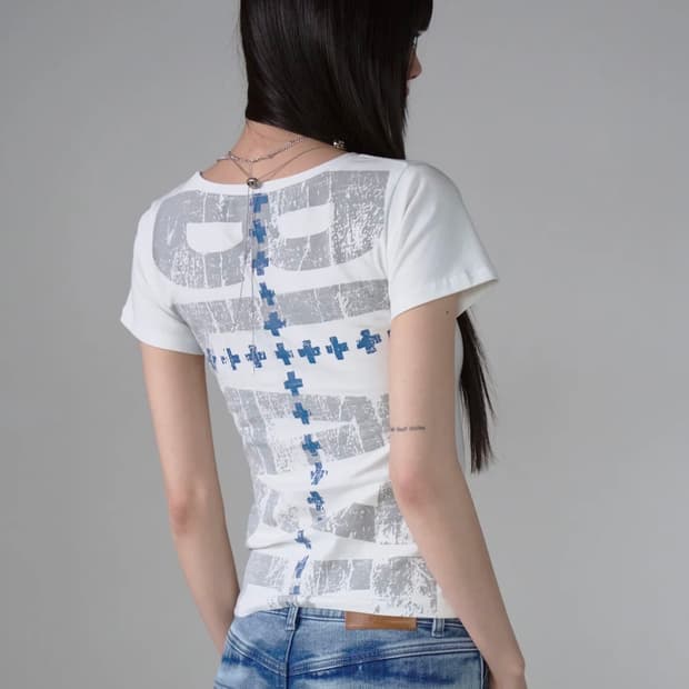 DOUBLE CROSS BACK PRINT SHORT SLEEVE