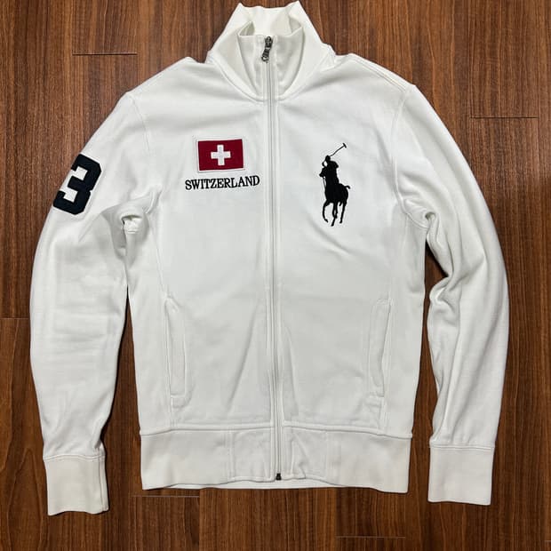(S) 폴로 빅포니 집업 스위스 플래그 화이트