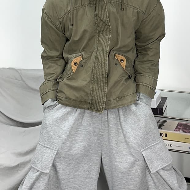 아베크롬비 카키 후드 야상 자켓 M