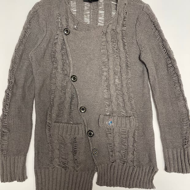 비비안웨스트우드 디스트레스 오버핏 asymmetrical 가디건