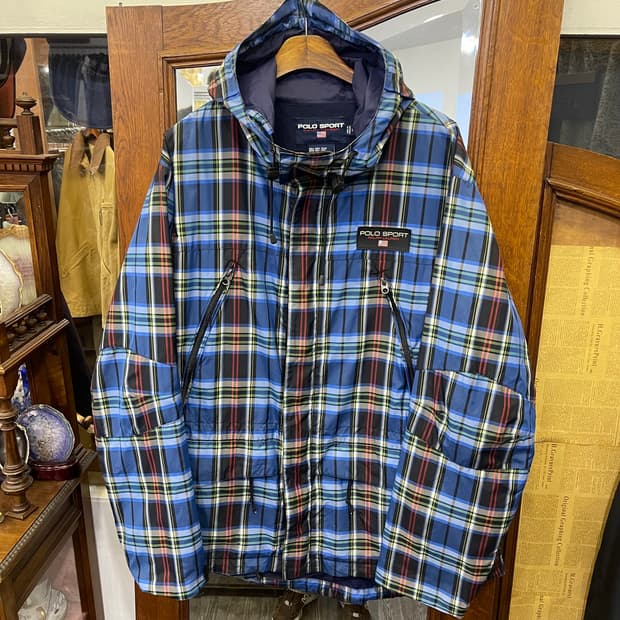 90's POLO sport  타탄 체크 후드 자켓