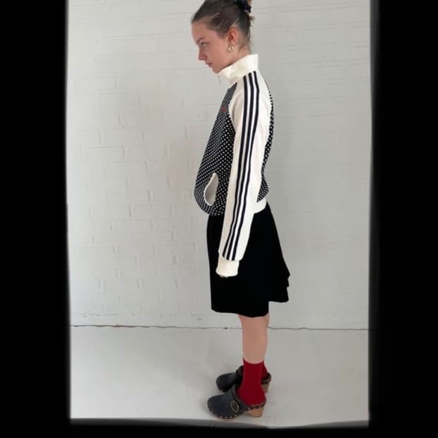 M 아디다스 네이비 도트 져지 집업 자켓