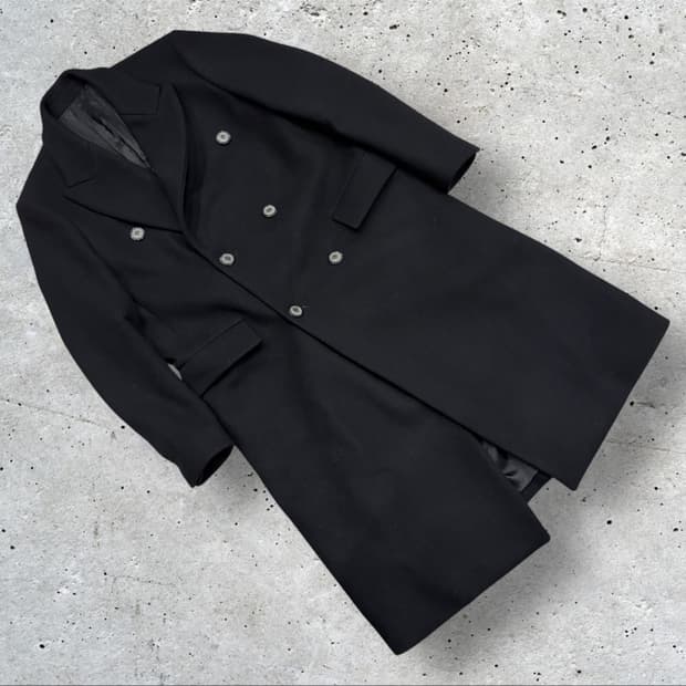 [46] 17s 솔리드옴므 울 블랙 더블 버튼 롱 코트 B985