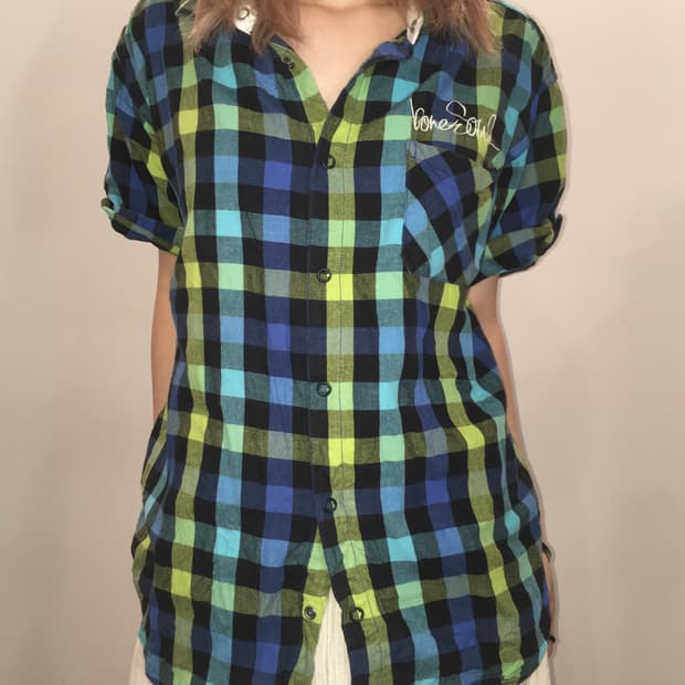 jpn vintage y2k blue check shirts