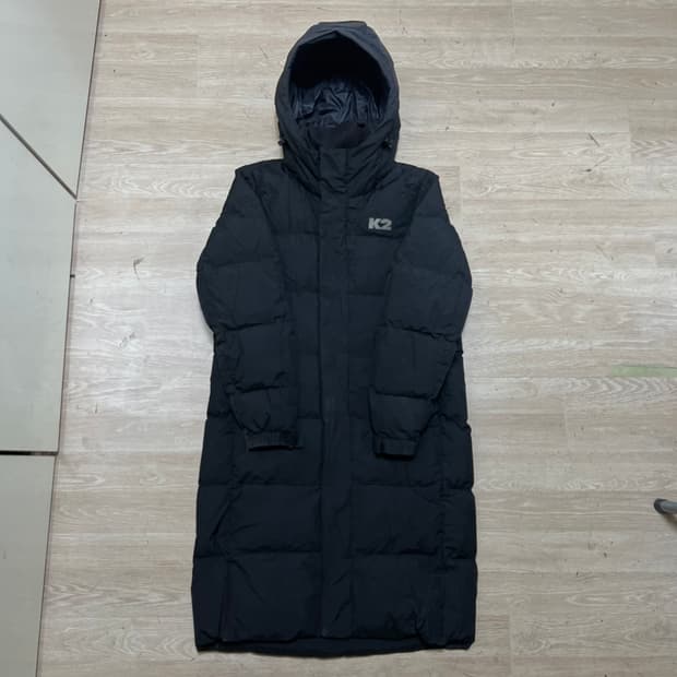 K2 여성 구스다운 와펜 빅로고 벤치 롱패딩 점퍼 [블랙] XS/85