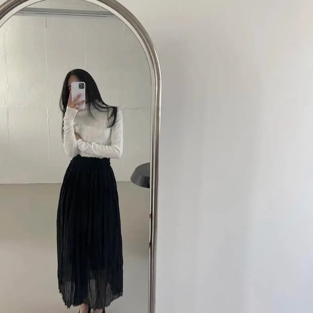 프로스트제이 르헤 주름 스커트 블랙