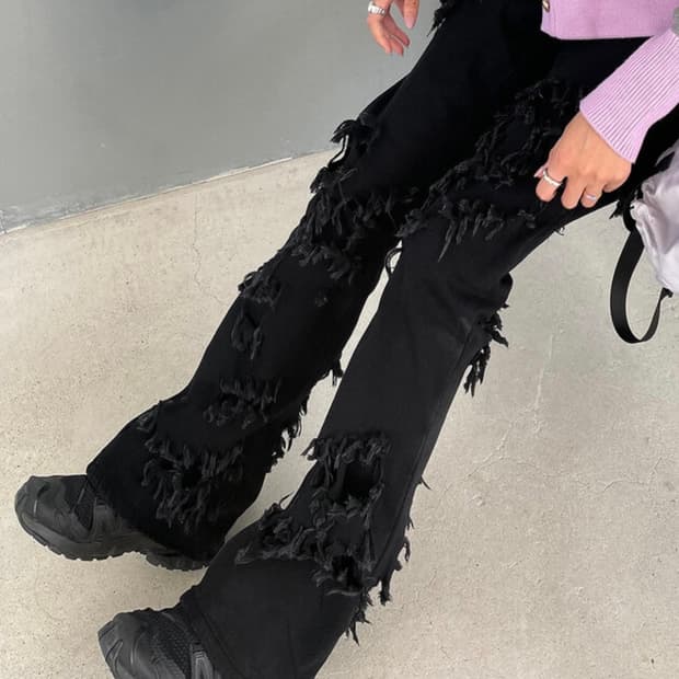 [UNISEX] 오웬 데미지 블랙진