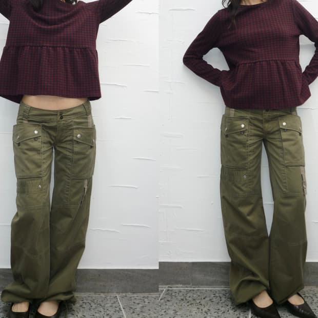 check pattern flare sleeve