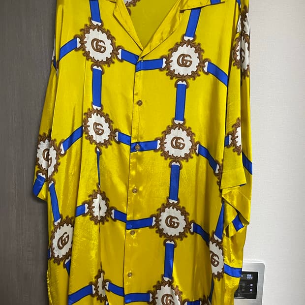 구찌 남성 옐로우 실크 셔츠 44사이즈