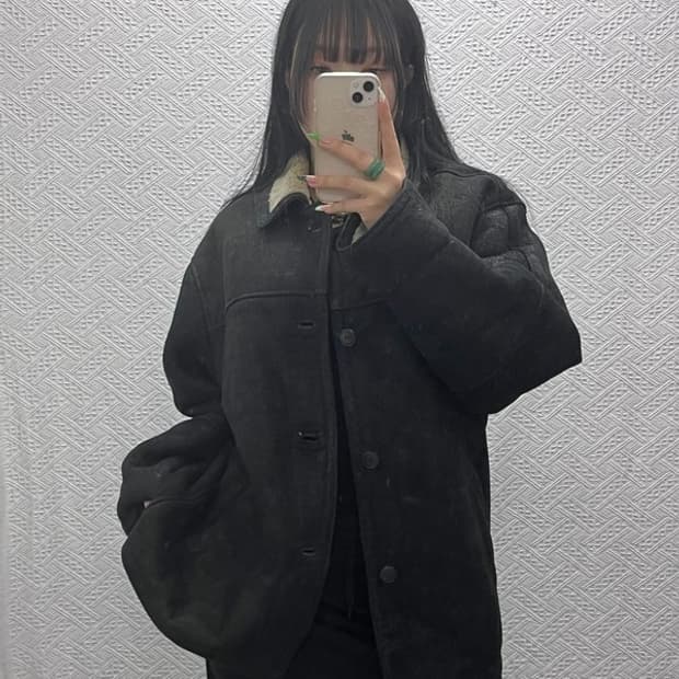 랭글러 빈티지 오버핏 가죽 양털 무스탕 자켓 L C08922