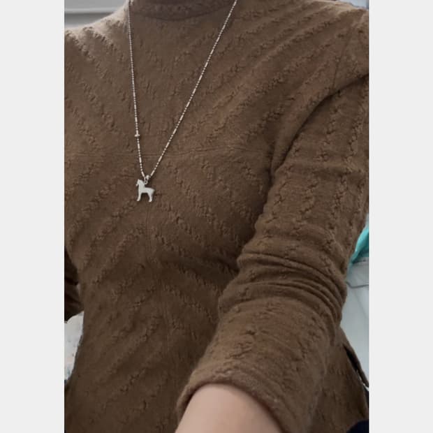 빈티지 크링클 브라운 탑 긴소매 상의