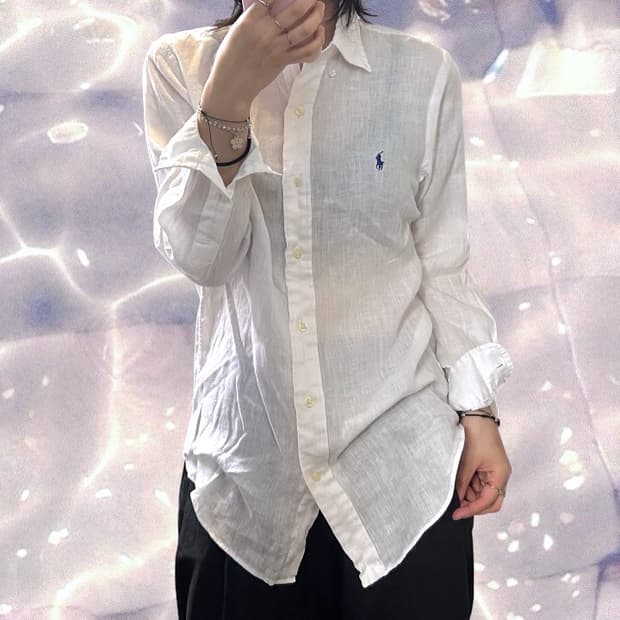 폴로 랄프로렌 신형 린넨 셔츠 화이트 XS 